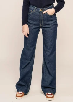 Jean droit large en coton bio | bleu brut 