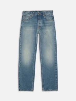 Jean droit large en coton bio | bleu "rad rufus summer shadow - mid blue wash"