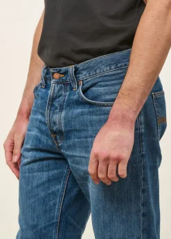 Jean droit large en coton bio | bleu "rad rufus raw tracks"