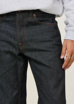 Jean droit large en coton bio | bleu brut 