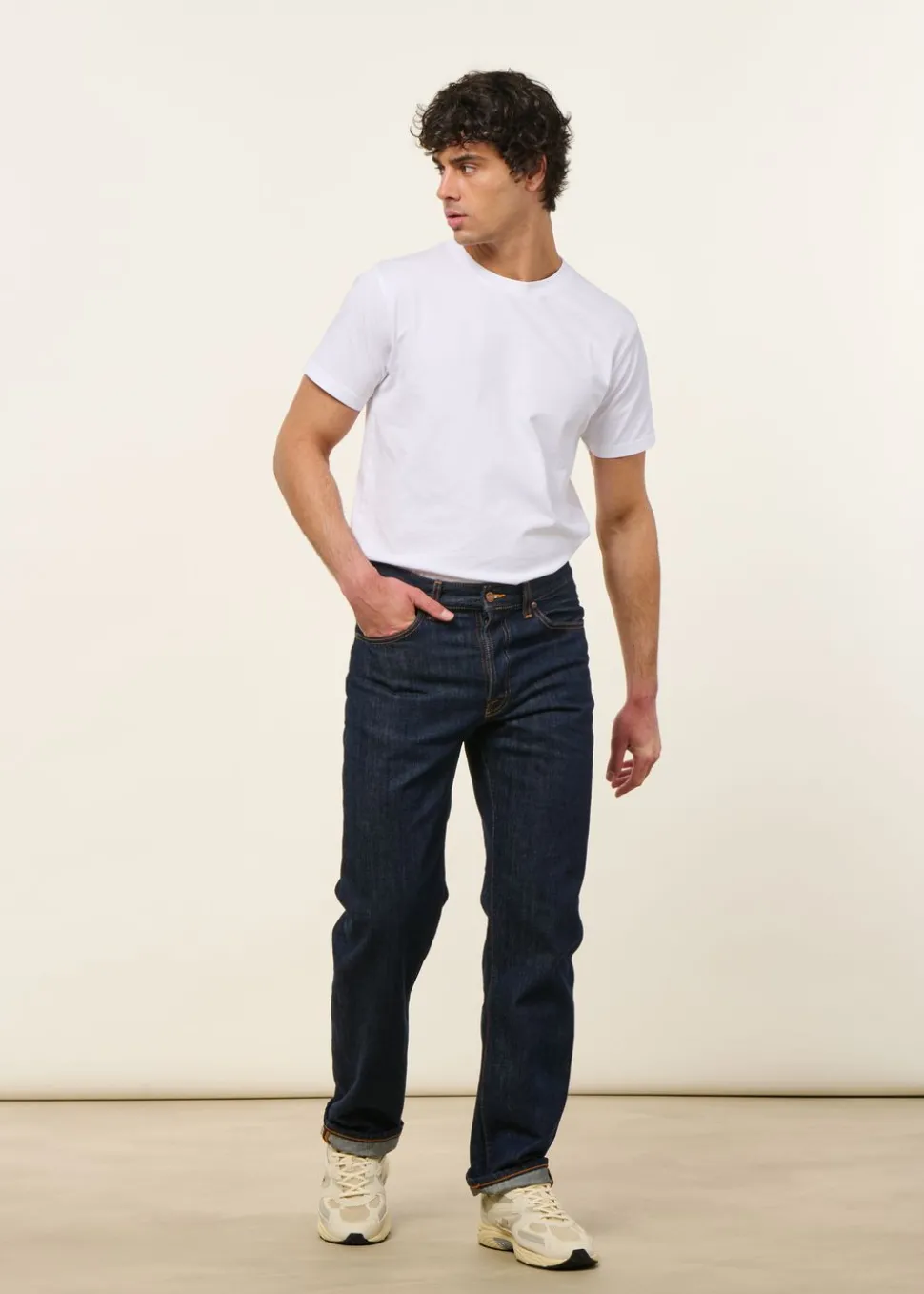 Jean droit large en coton bio brut "rad rufus blue one wash"