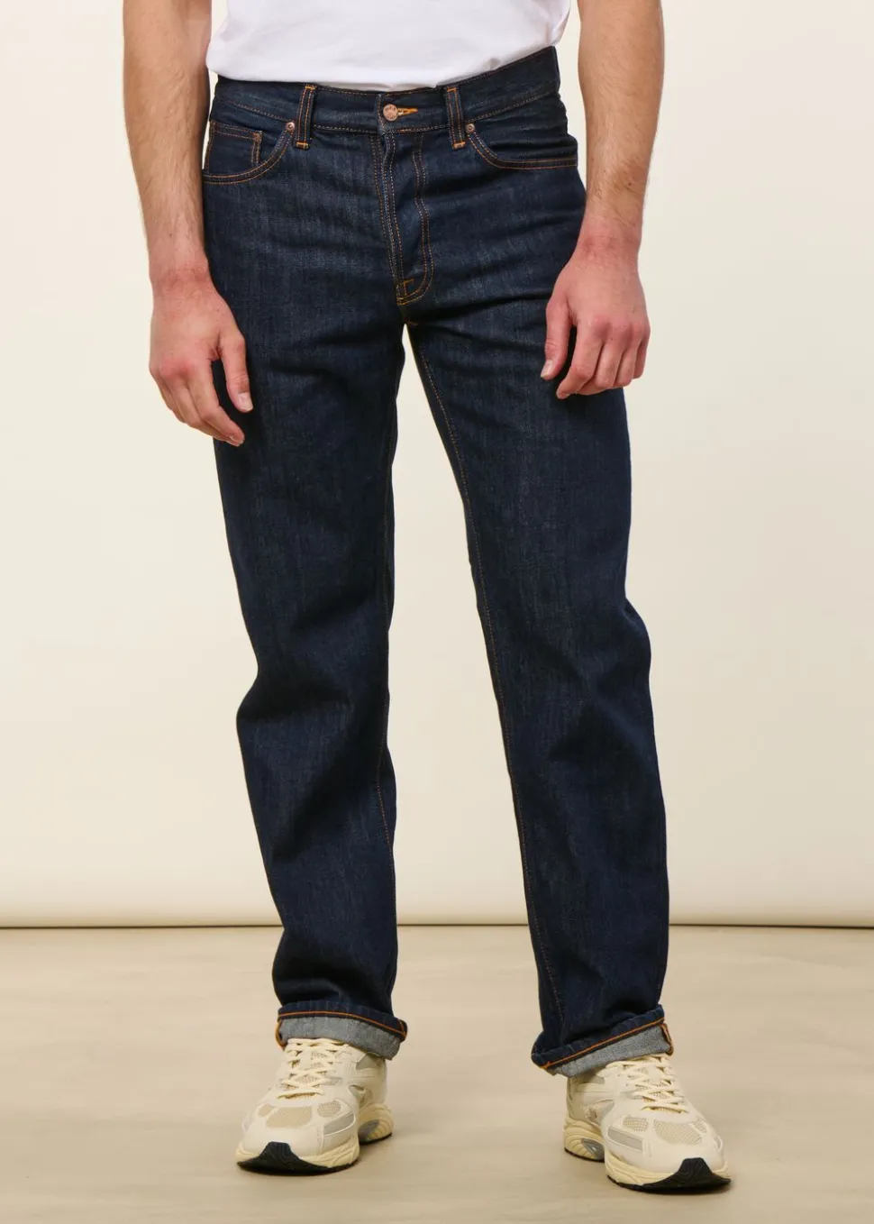 Jean droit large en coton bio brut "rad rufus blue one wash"