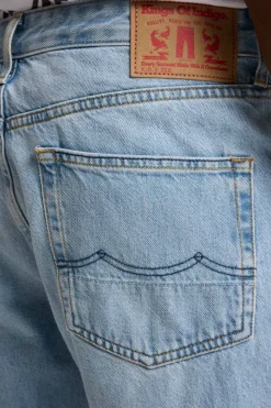 Jean droit large en coton bio | denim clair "roy blue reef light used"