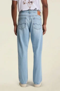 Jean droit large en coton bio | denim clair 