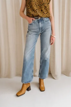 Jean droit large en coton biologique | bleu 