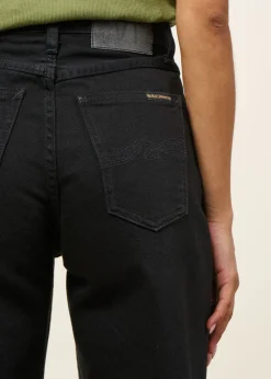 Jean droit large en coton biologique | noir "clean eileen smooth black"