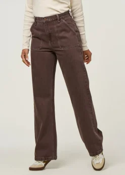 Jean droit large en coton bio | marron 