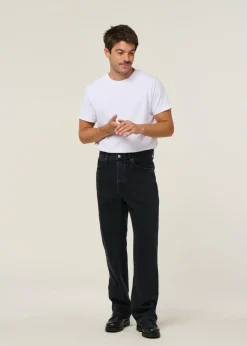 Jean droit large en coton bio | noir 