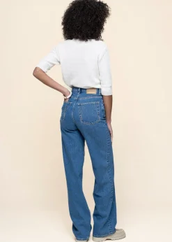 Jean droit large en coton recyclé | bleu "enijaa - daydream"