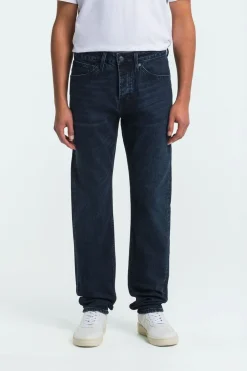 Jean fuselé en coton bio | bleu noir "addo - xavier blue black worn"