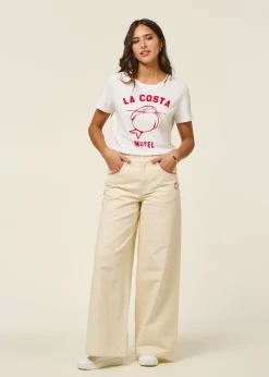 Jean large denim en coton bio | écru 