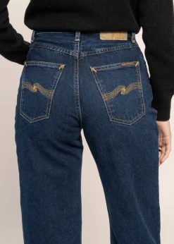 Jean large en coton bio | bleu foncé "clean eileen indigo dipped"