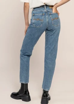 Jean mom en coton bio | bleu 