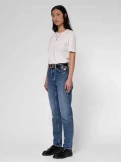 Jean mom en coton bio | bleu délavé 