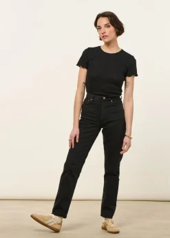 Jean mom en coton bio | noir "breezy britt aged black"