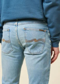 Jean slim en coton bio | bleu "lean dean blue noise"