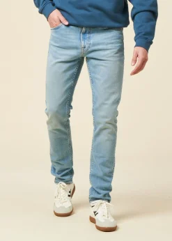 Jean slim en coton bio | bleu "lean dean blue noise"