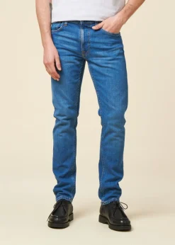 Jean slim en coton bio | bleu "lean dean broken spirit"