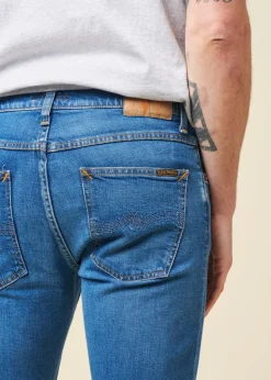 Jean slim en coton bio | bleu "lean dean broken spirit"