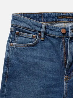 Jean slim en coton bio | bleu "mellow mae blue mud"
