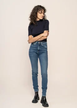 Jean slim en coton bio | bleu 