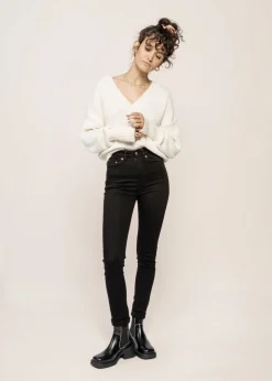 Jean slim taille haute en coton bio | noir "hightop tilde ever black"
