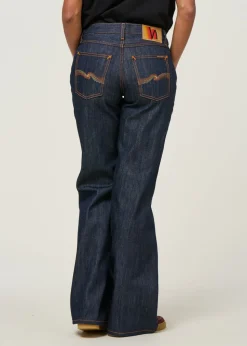 Jean taille basse évasé en coton bio | brut