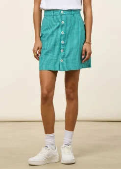 Jupe courte en coton bio et matières recyclées | turquoise 