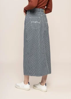 Jupe denim en coton bio | rayée 