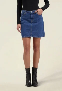 Jupe en coton biologique | bleu foncé "audry mini skirt - medium stone"
