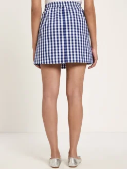 Jupe en coton bio | vichy bleu