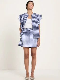 Jupe en coton bio | vichy bleu