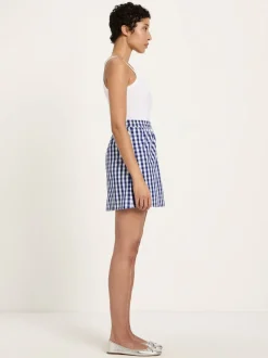Jupe en coton bio | vichy bleu