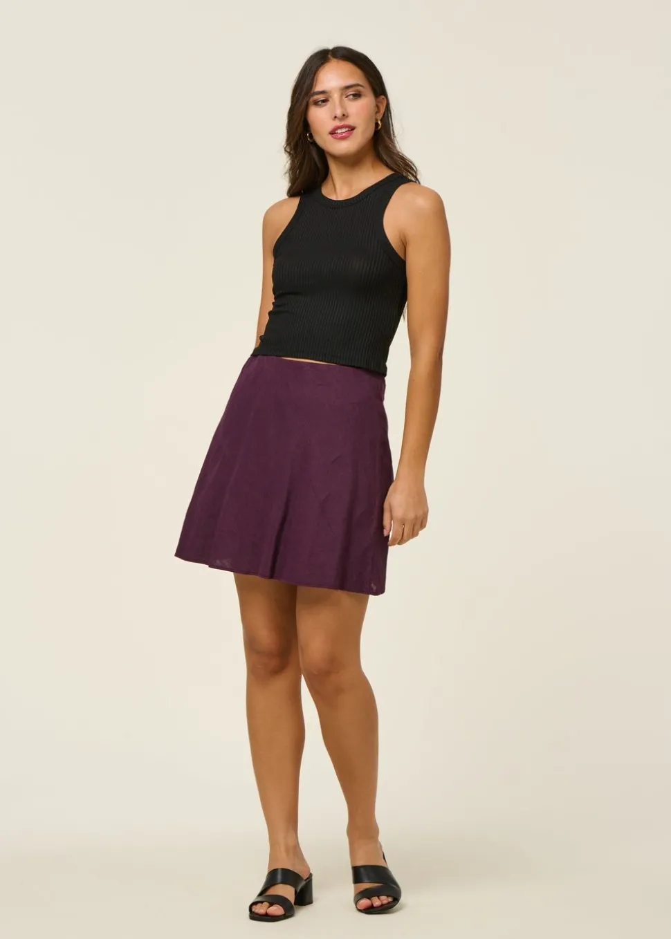 Jupe en lin | bordeaux "cercis - cherry lacquer"