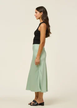 Jupe en satin recyclé | vert clair "lenovaa satin slip-skirt - foam"