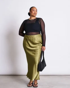 Jupe en viscose écologique | vert "serin - woody olive"