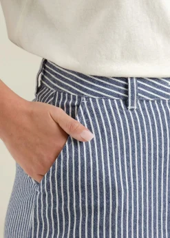 Jupe longue denim en coton bio | rayé "skirt finsta work stripe blue"