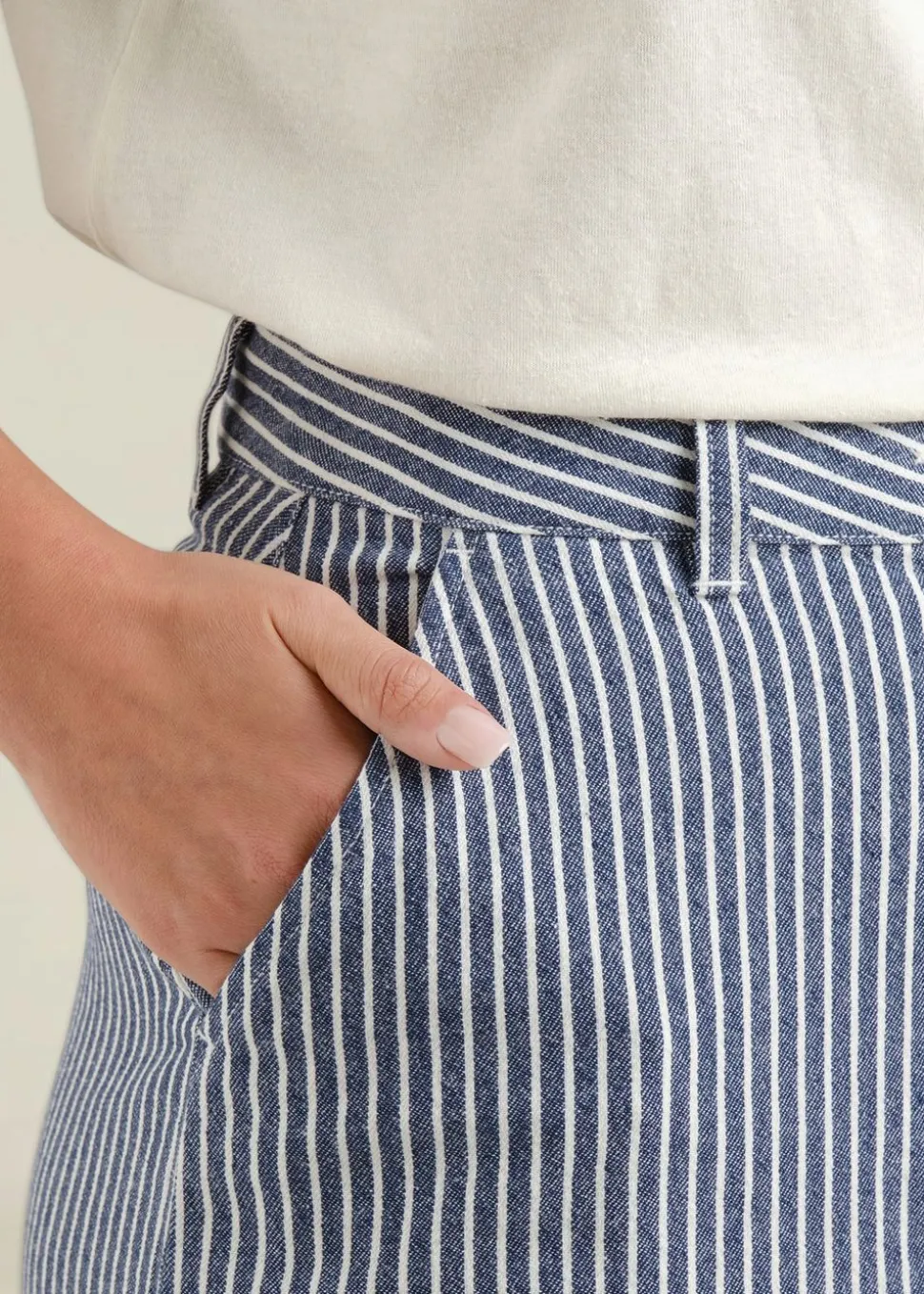 Jupe longue denim en coton bio | rayé "skirt finsta work stripe blue"