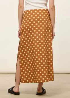 Jupe longue en coton bio et lyocell | marron "puntets brown kora skirt"