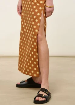 Jupe longue en coton bio et lyocell | marron "puntets brown kora skirt"