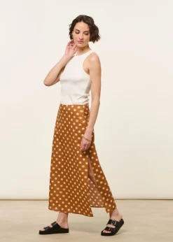 Jupe longue en coton bio et lyocell | marron 