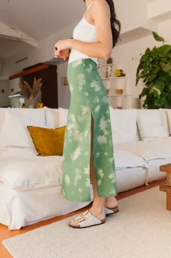 Jupe longue en coton bio et lyocell | vert "tipia kora skirt"