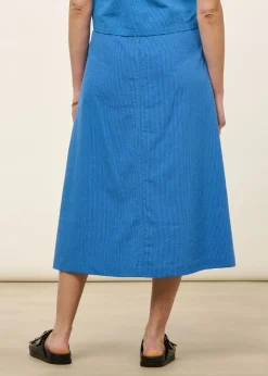 Jupe longue en coton bio et matières recyclées | bleu 