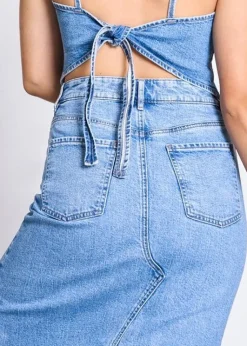 Jupe longue en denim de coton bio | bleu 
