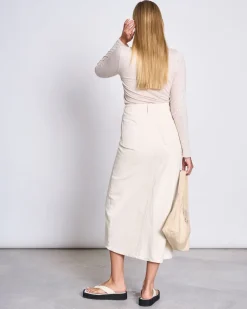 Jupe longue en denim de coton bio | écru "luce ecru"