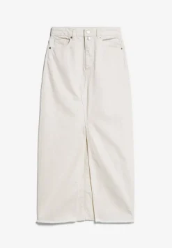 Jupe longue en denim de coton recyclé | blanc 