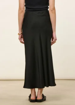 Jupe longue en satin ecovero | noir "lenovaa slip-skirt - black"