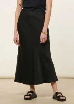 Jupe longue en satin ecovero | noir
