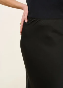 Jupe longue en satin ecovero | noir