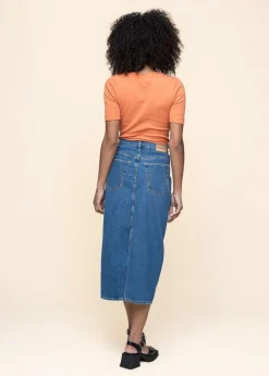 Jupe longue jean en coton bio | bleu "kaalyke - daydream"